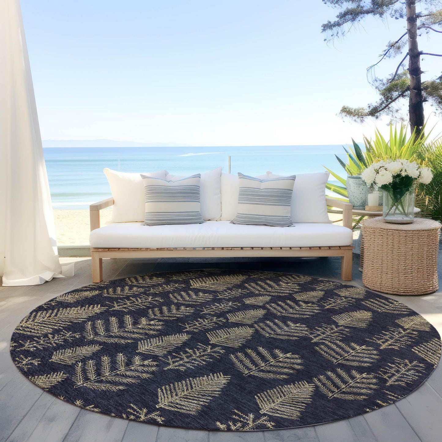 Paelius Black Washable Indoor-Outdoor Rug