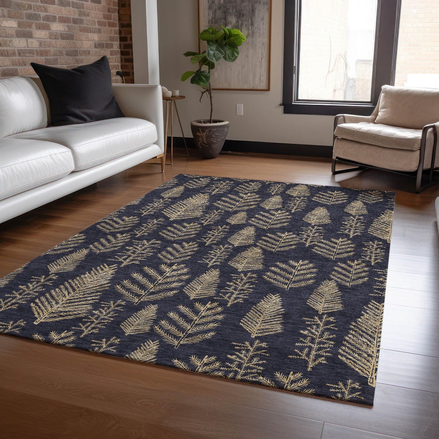 Paelius Black Washable Indoor-Outdoor Rug
