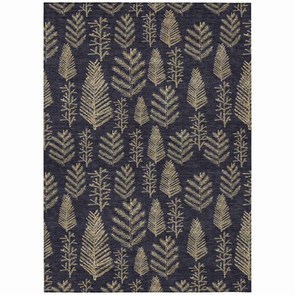 Paelius Black Washable Indoor-Outdoor Rug
