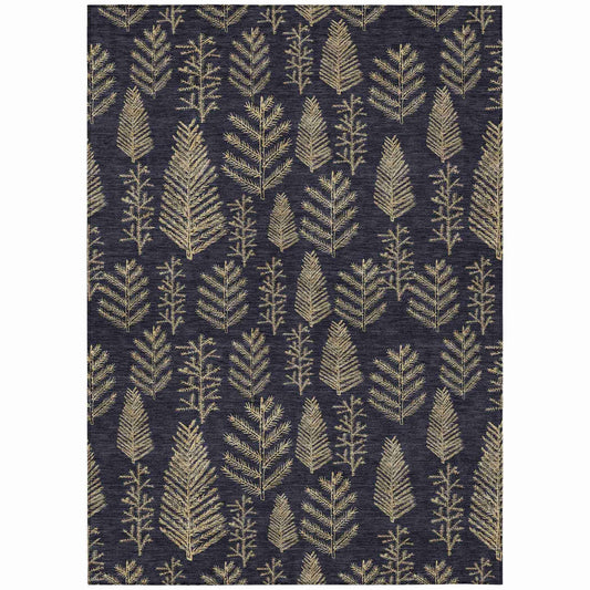Paelius Black Washable Indoor-Outdoor Rug