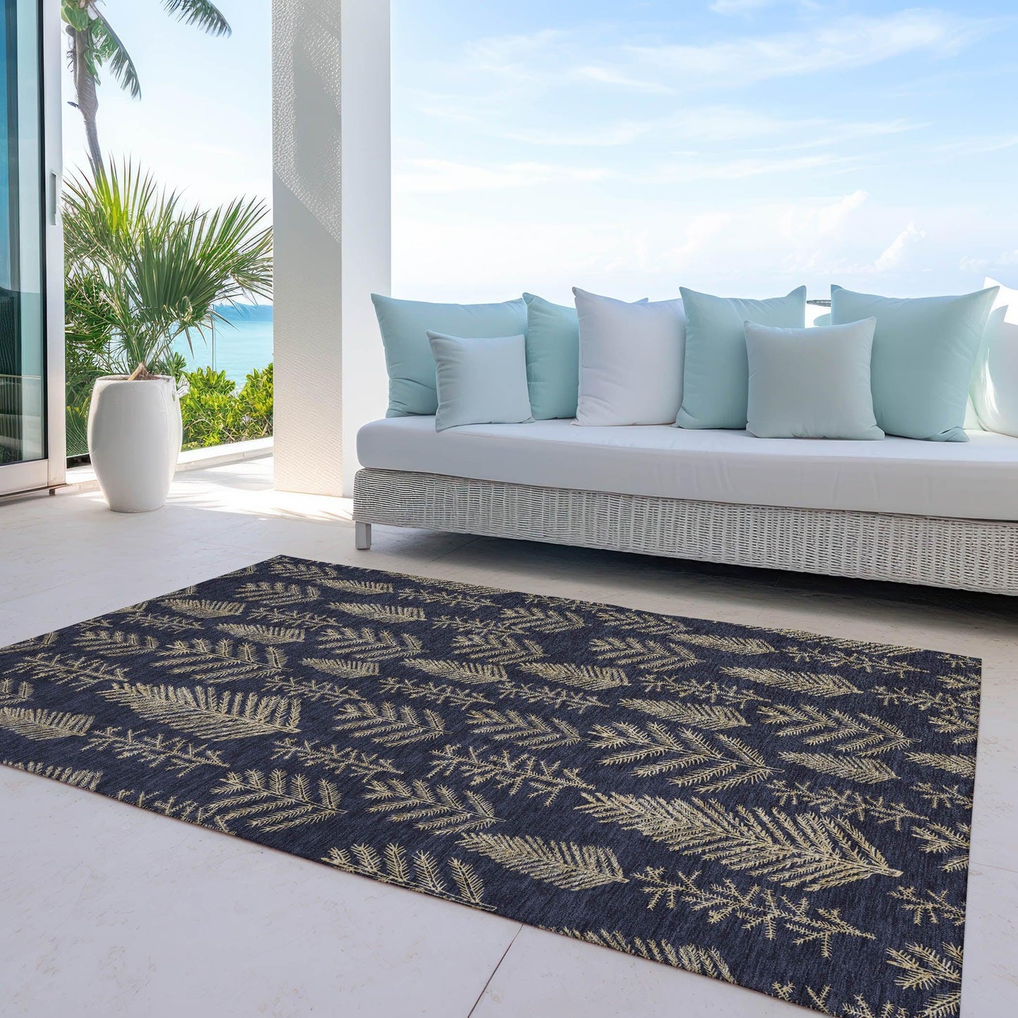 Paelius Black Washable Indoor-Outdoor Rug