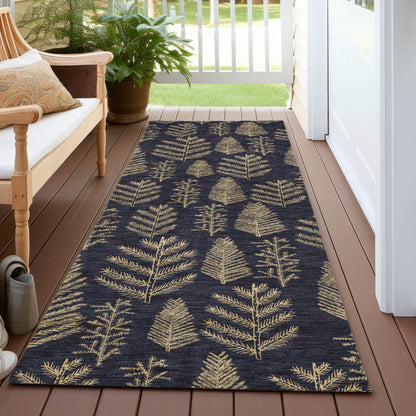 Paelius Black Washable Indoor-Outdoor Rug