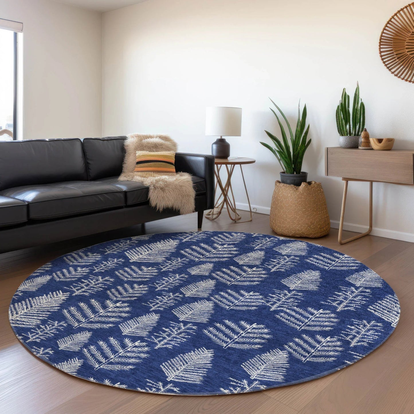 Paelius Blue Washable Indoor-Outdoor Rug