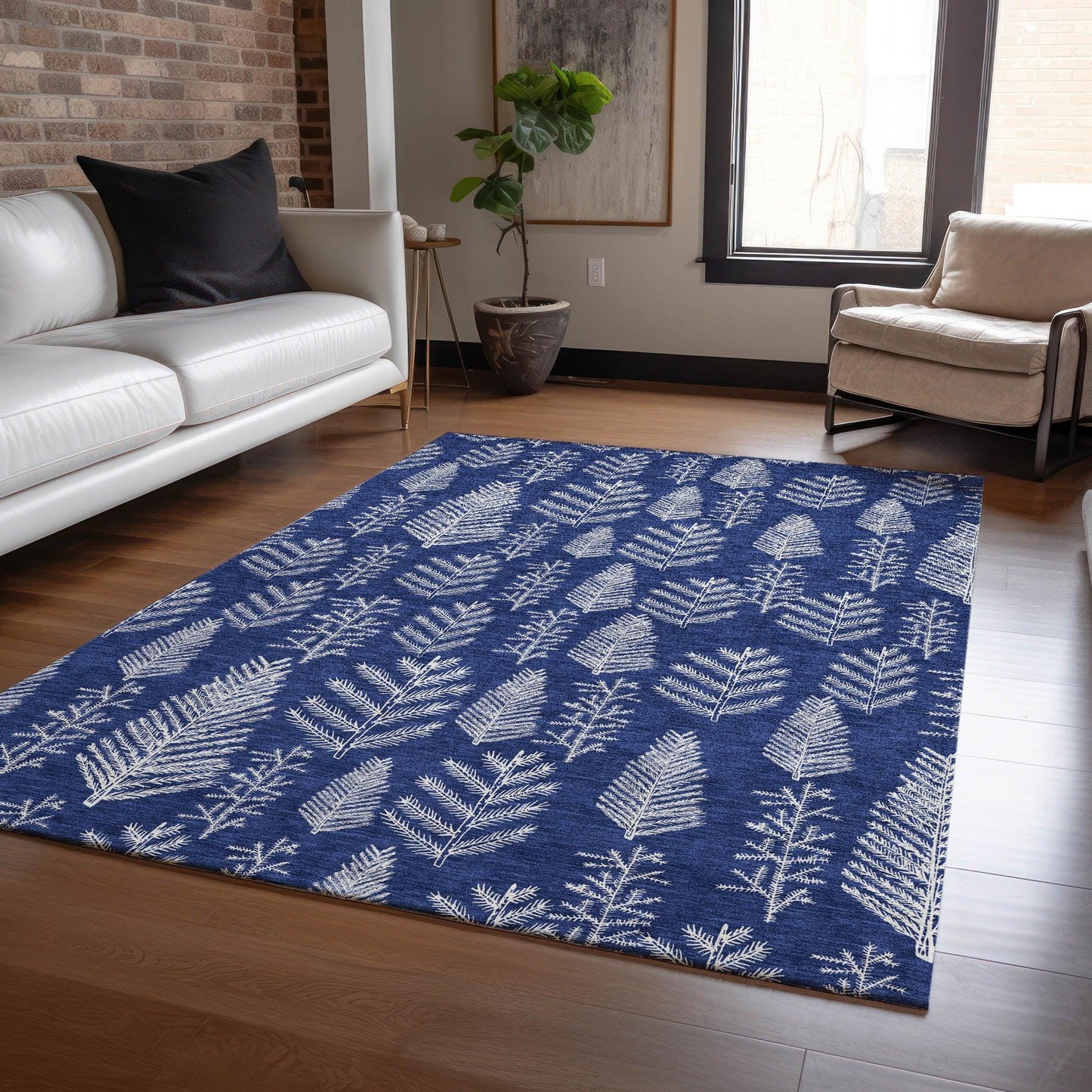 Paelius Blue Washable Indoor-Outdoor Rug