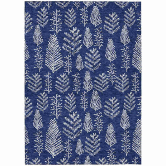 Paelius Blue Washable Indoor-Outdoor Rug