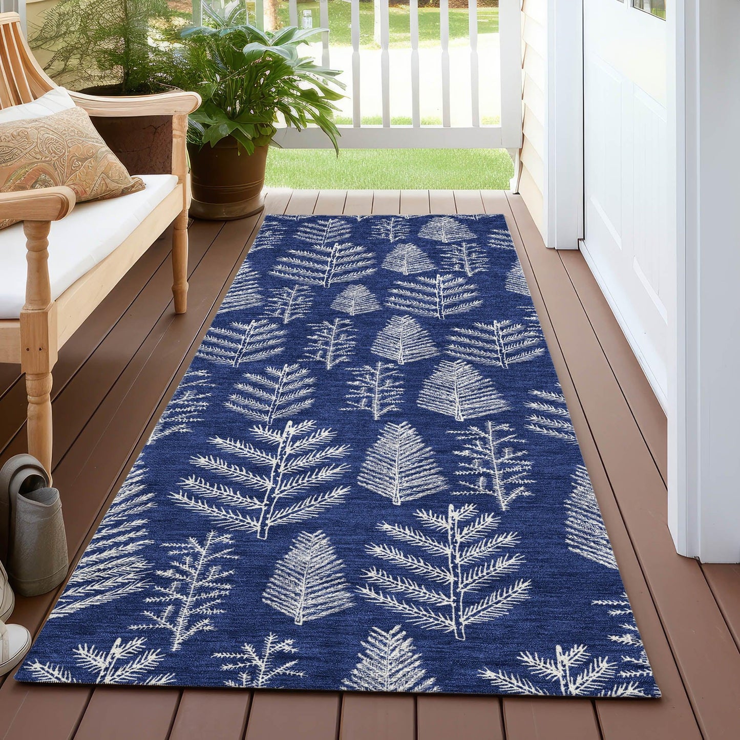 Paelius Blue Washable Indoor-Outdoor Rug