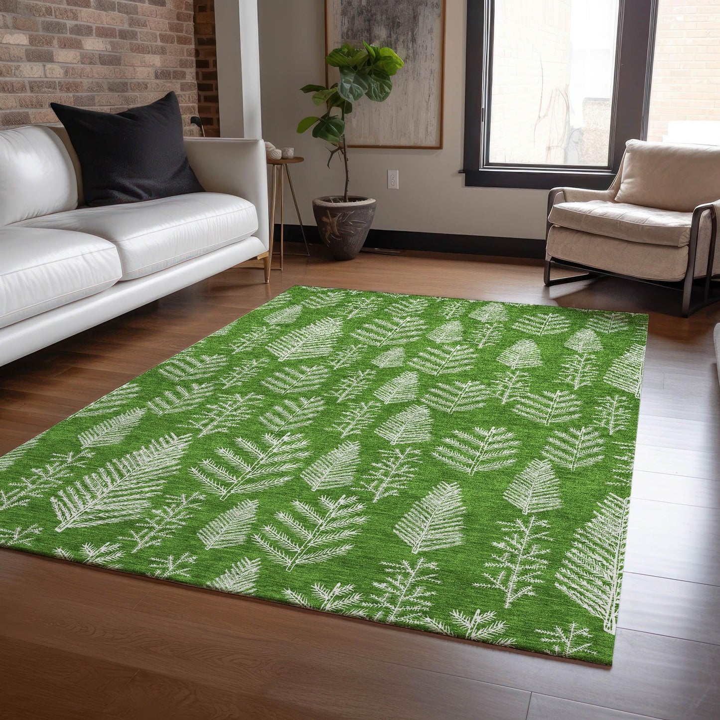 Paelius Green Washable Indoor-Outdoor Rug