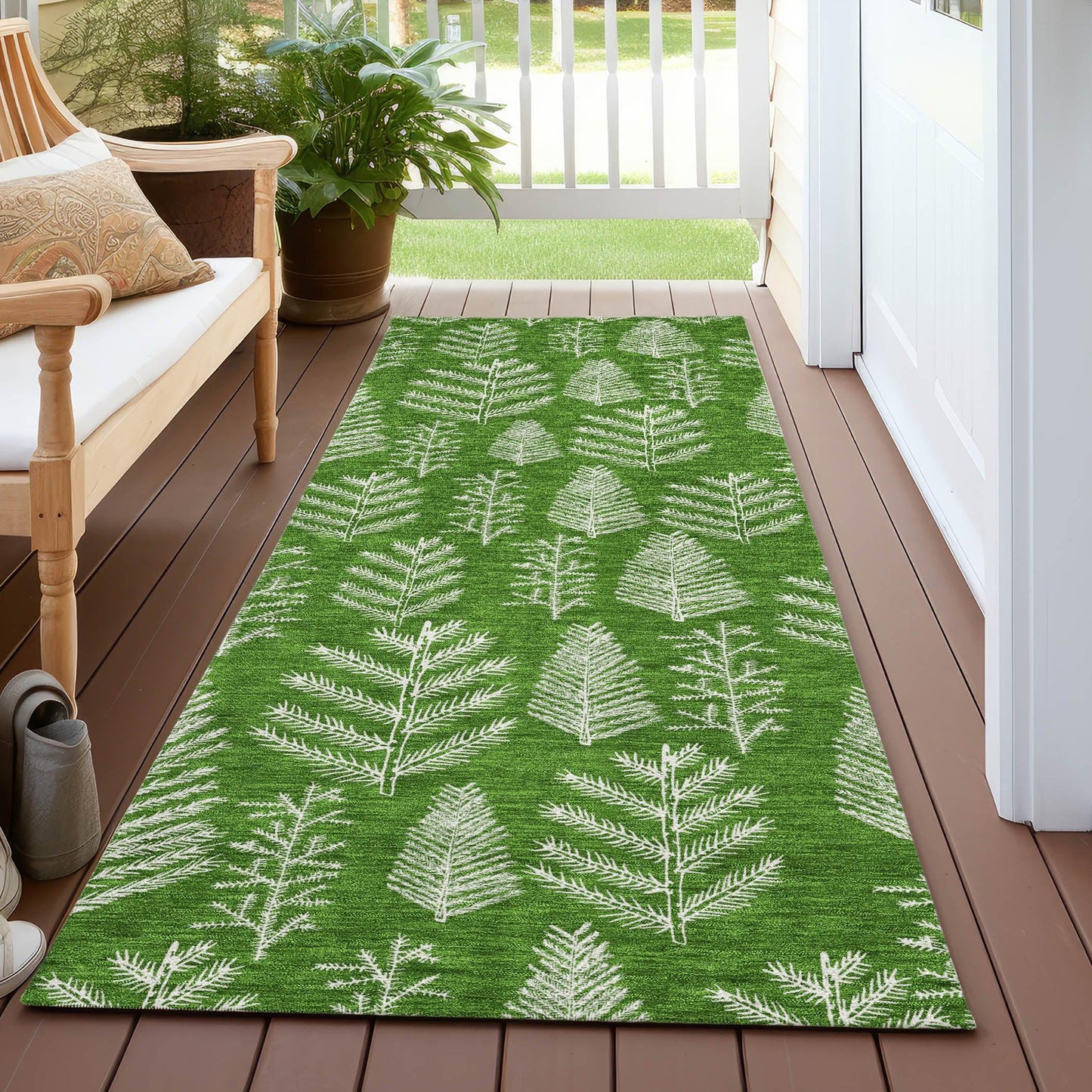 Paelius Green Washable Indoor-Outdoor Rug