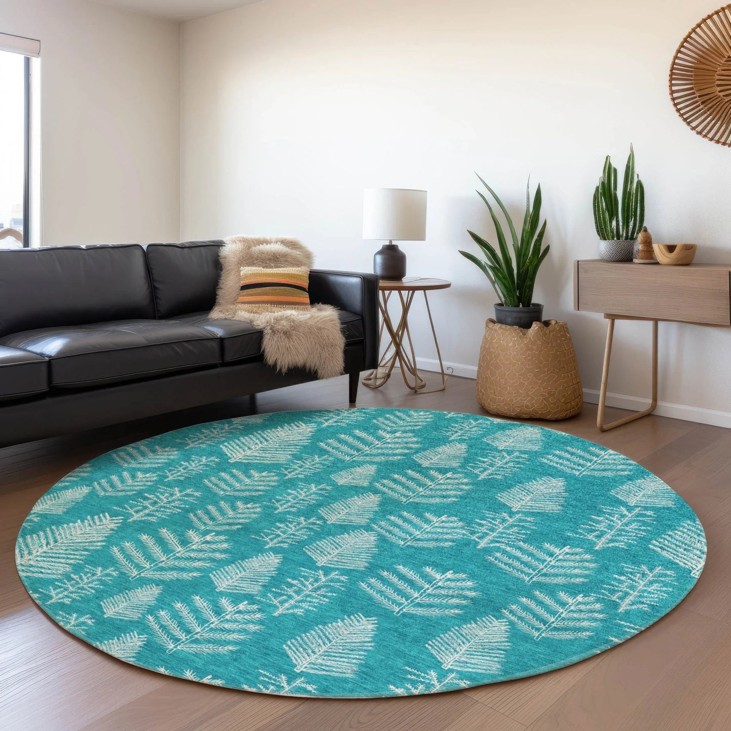 Paelius Teal Washable Indoor-Outdoor Rug