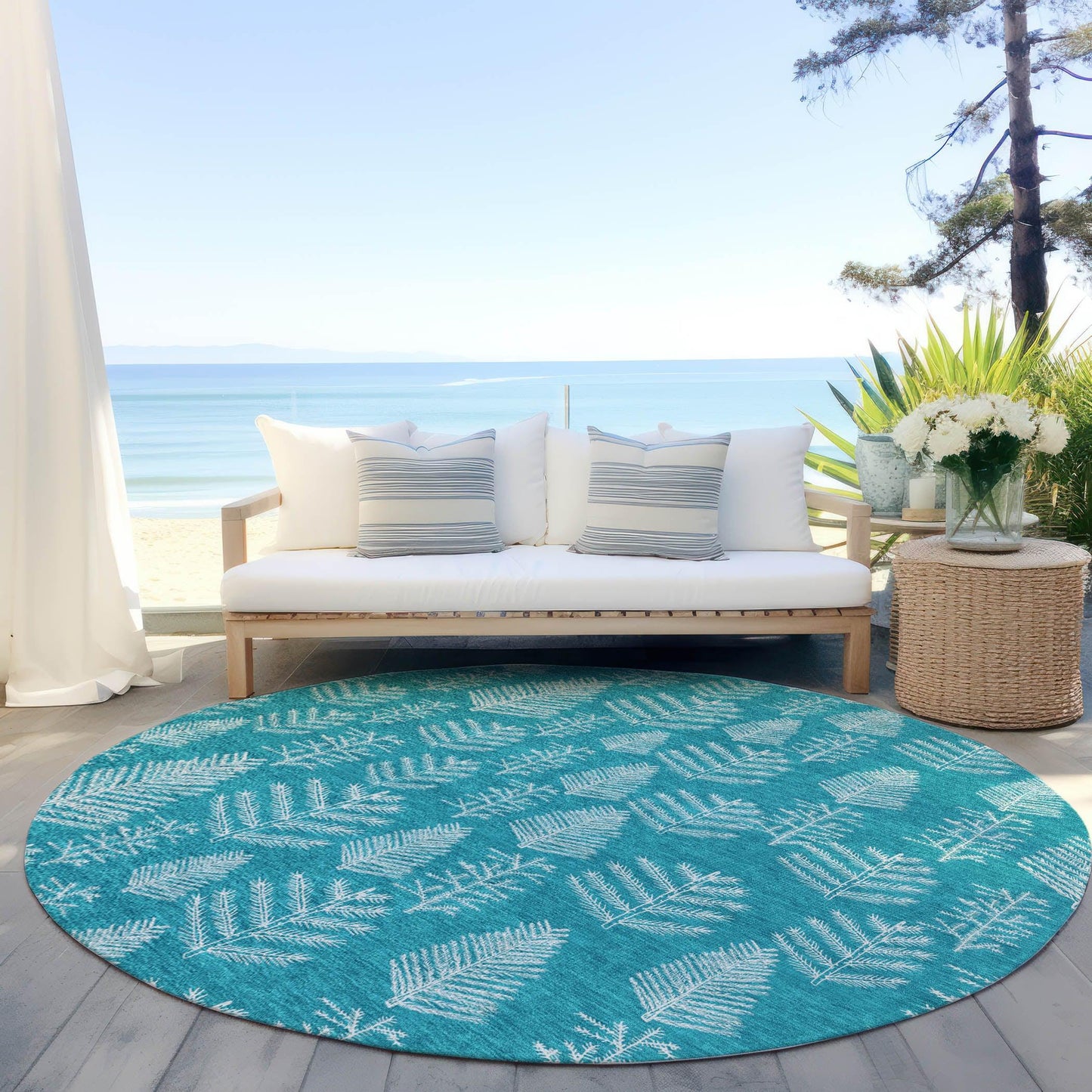 Paelius Teal Washable Indoor-Outdoor Rug