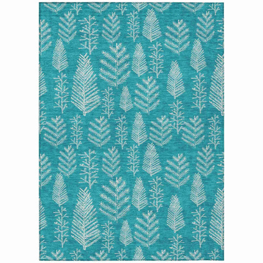 Paelius Teal Washable Indoor-Outdoor Rug