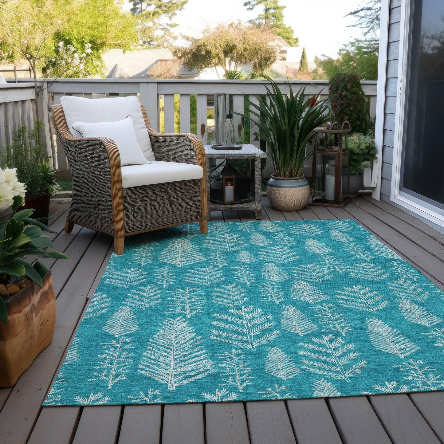 Paelius Teal Washable Indoor-Outdoor Rug