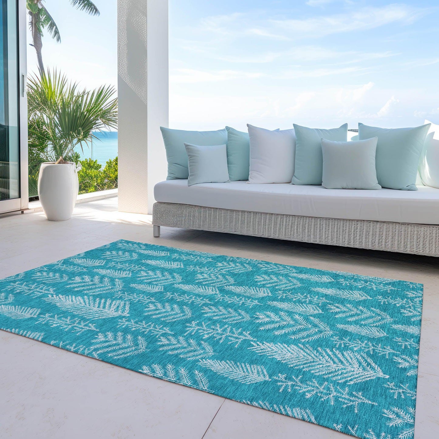 Paelius Teal Washable Indoor-Outdoor Rug