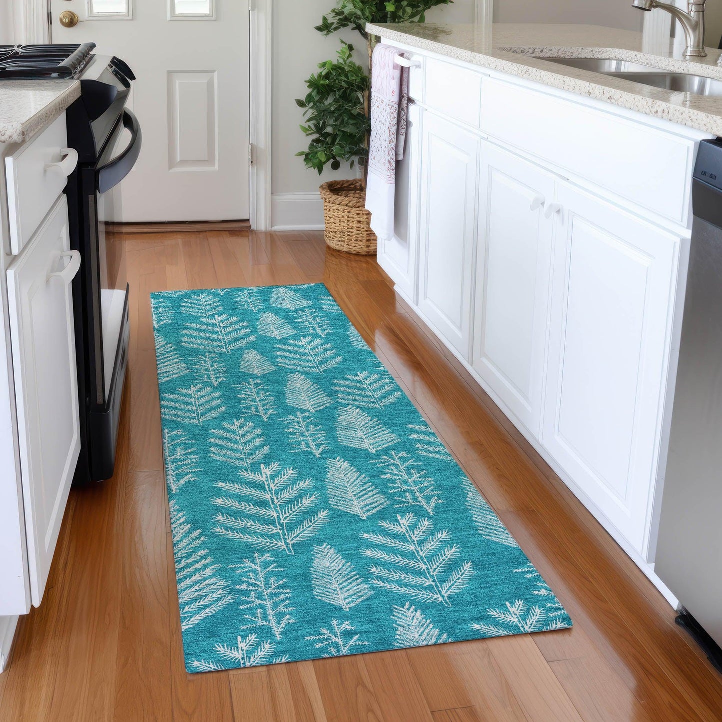 Paelius Teal Washable Indoor-Outdoor Rug