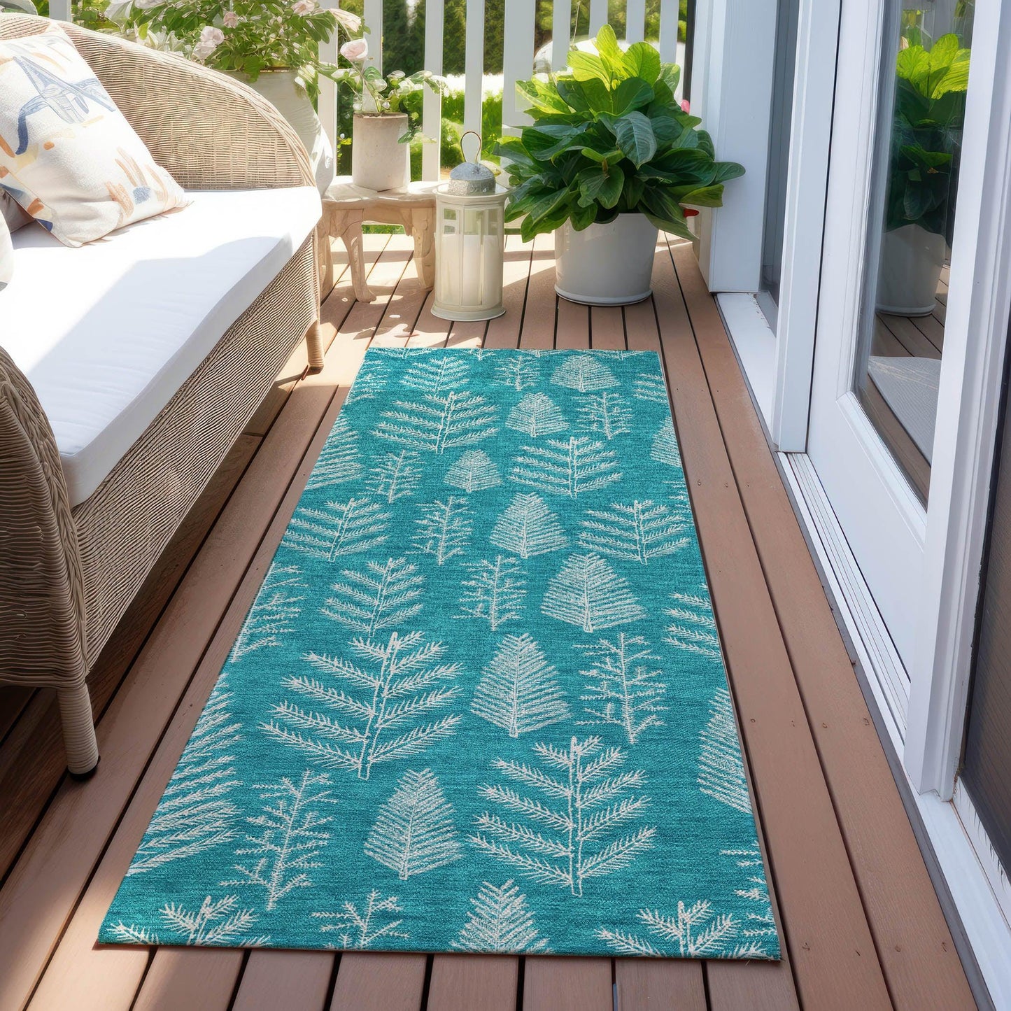 Paelius Teal Washable Indoor-Outdoor Rug