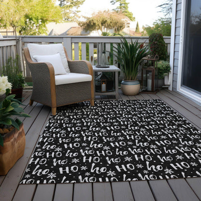 Paelon Black Washable Indoor-Outdoor Rug