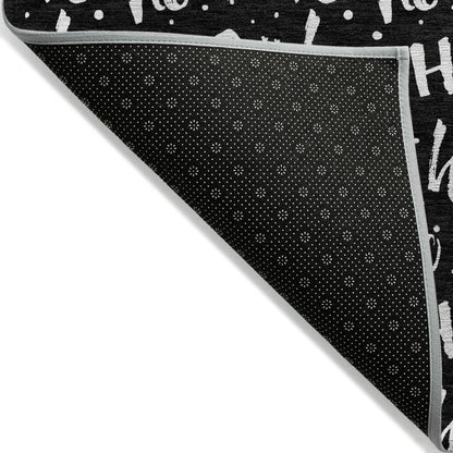 Paelon Black Washable Indoor-Outdoor Rug