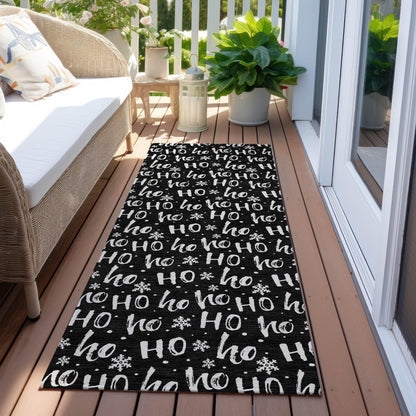 Paelon Black Washable Indoor-Outdoor Rug