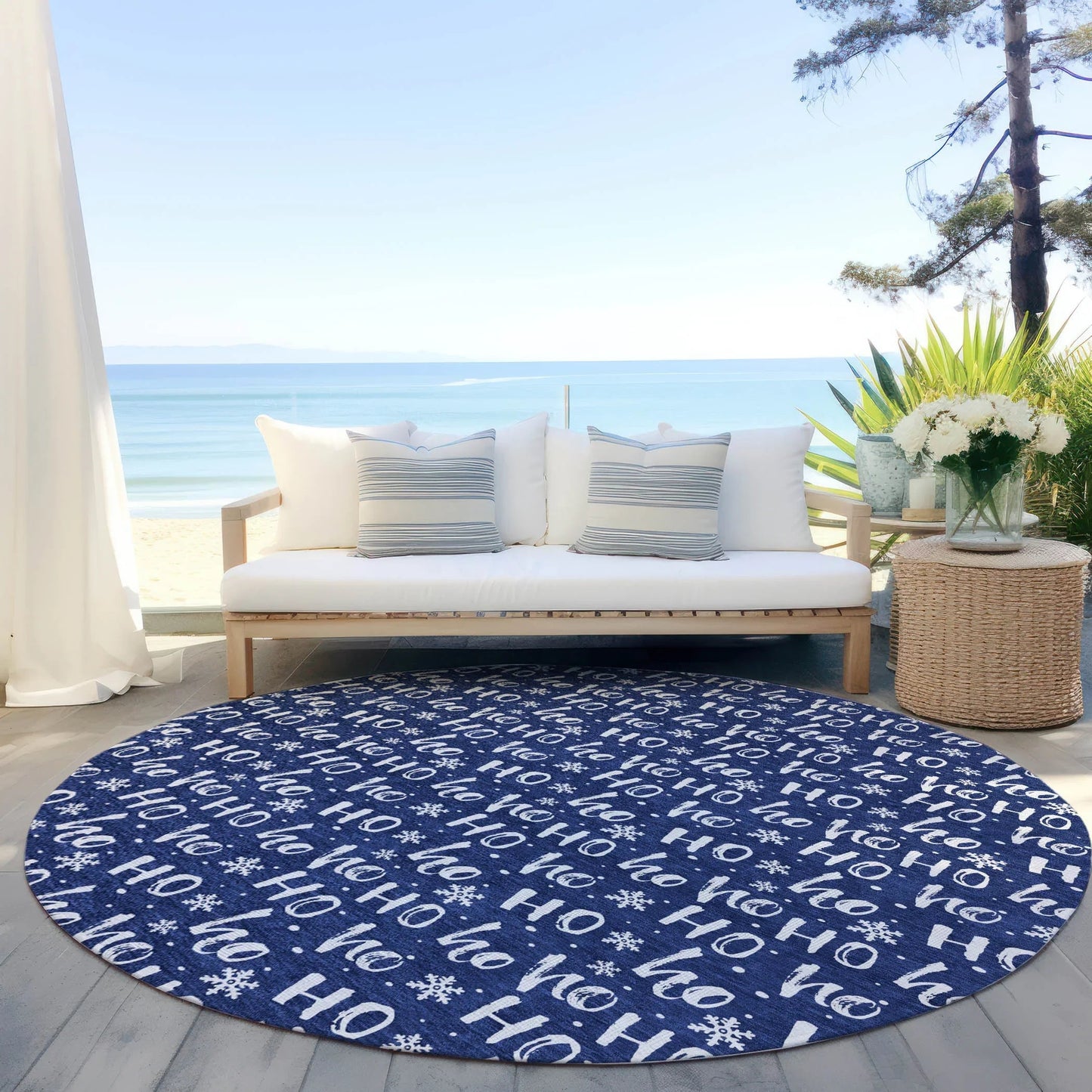 Paelon Blue Washable Indoor-Outdoor Rug