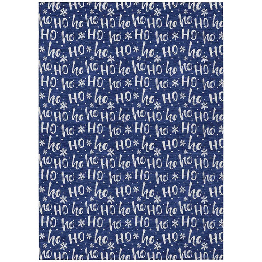 Paelon Blue Washable Indoor-Outdoor Rug