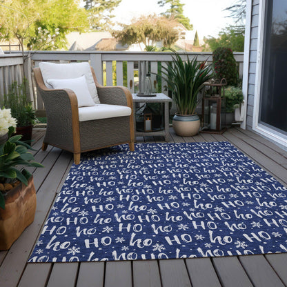 Paelon Blue Washable Indoor-Outdoor Rug