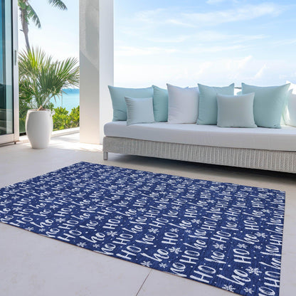 Paelon Blue Washable Indoor-Outdoor Rug