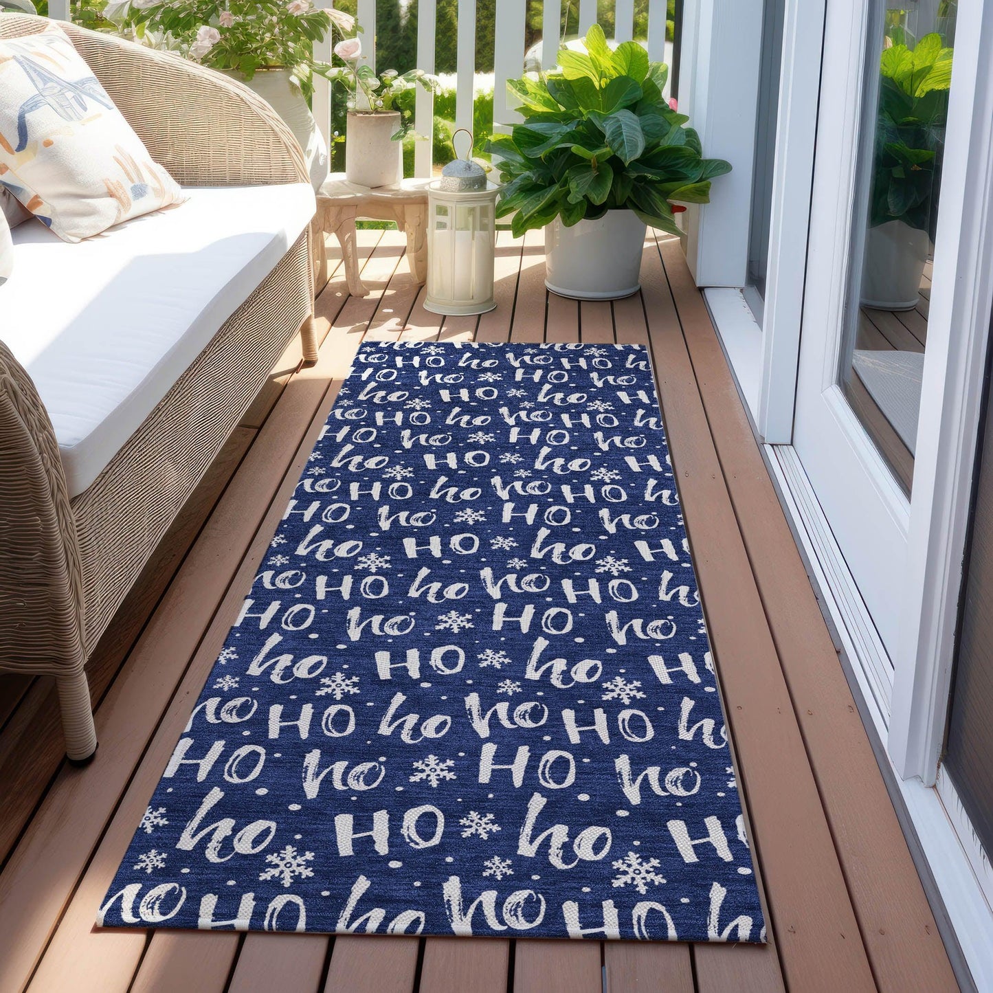 Paelon Blue Washable Indoor-Outdoor Rug