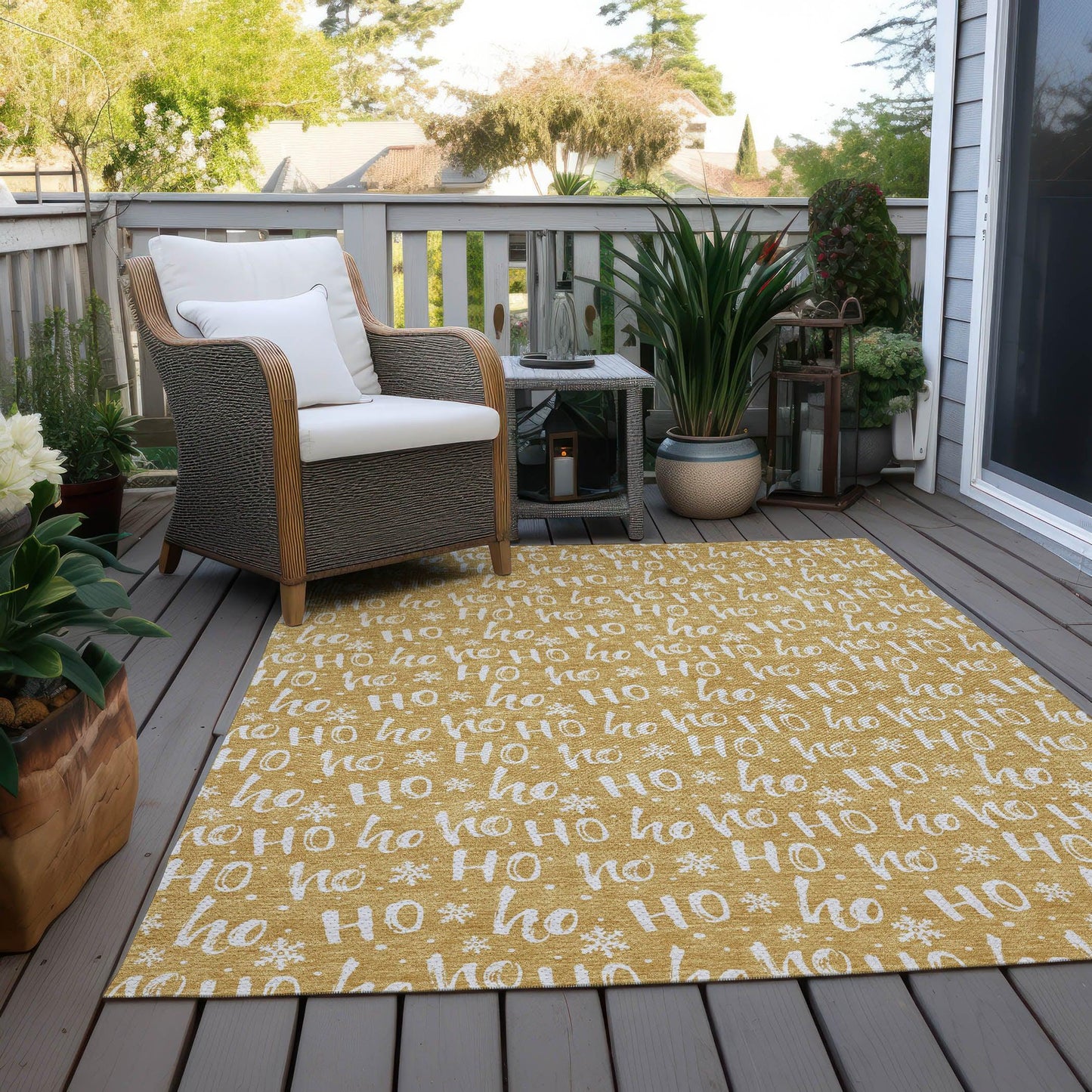 Paelon Gold Washable Indoor-Outdoor Rug