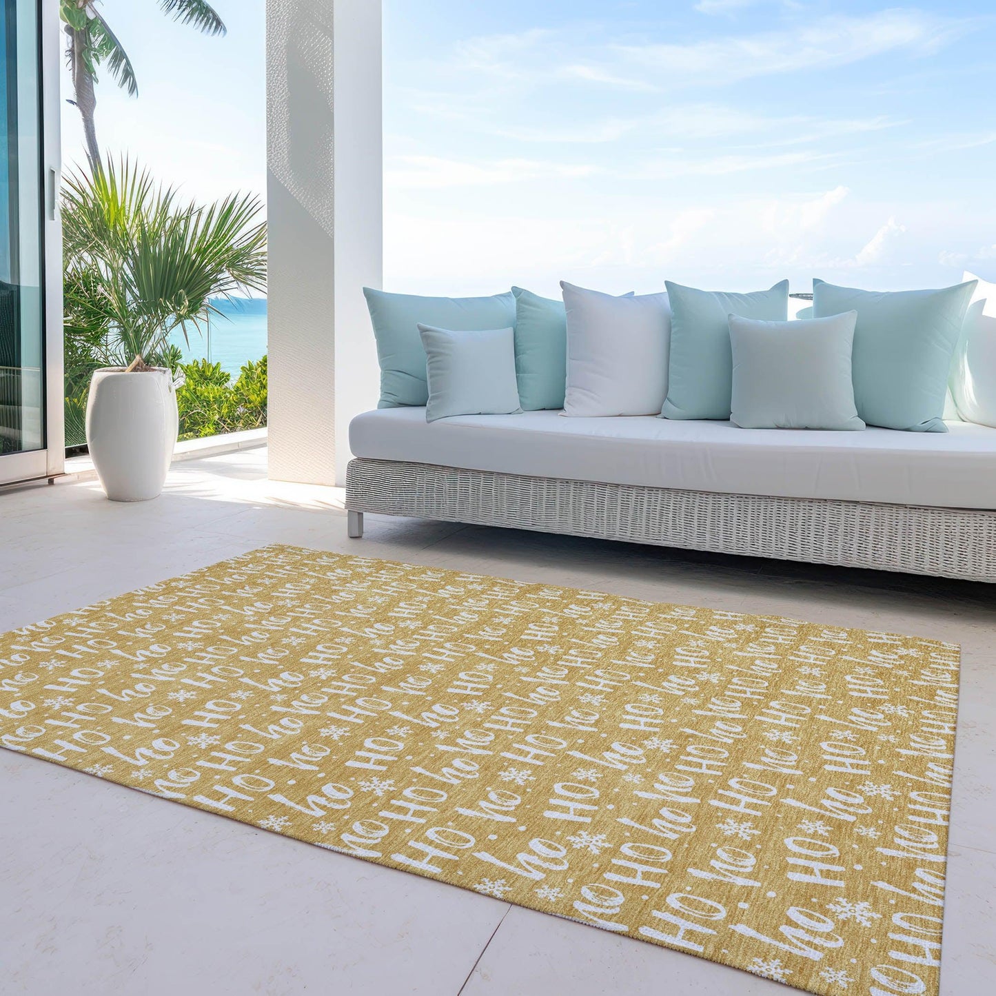 Paelon Gold Washable Indoor-Outdoor Rug
