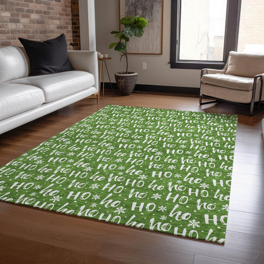Paelon Green Washable Indoor-Outdoor Rug