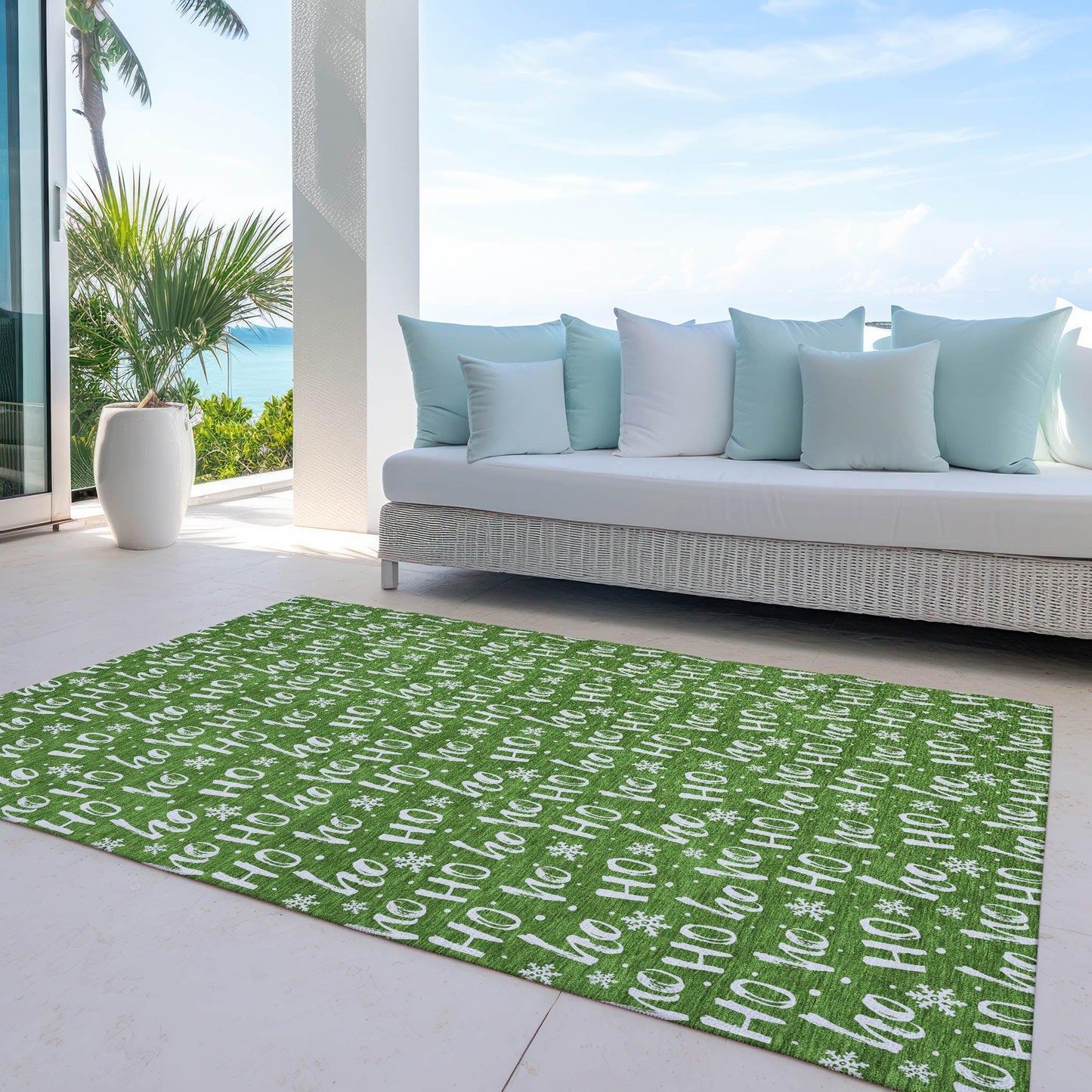 Paelon Green Washable Indoor-Outdoor Rug