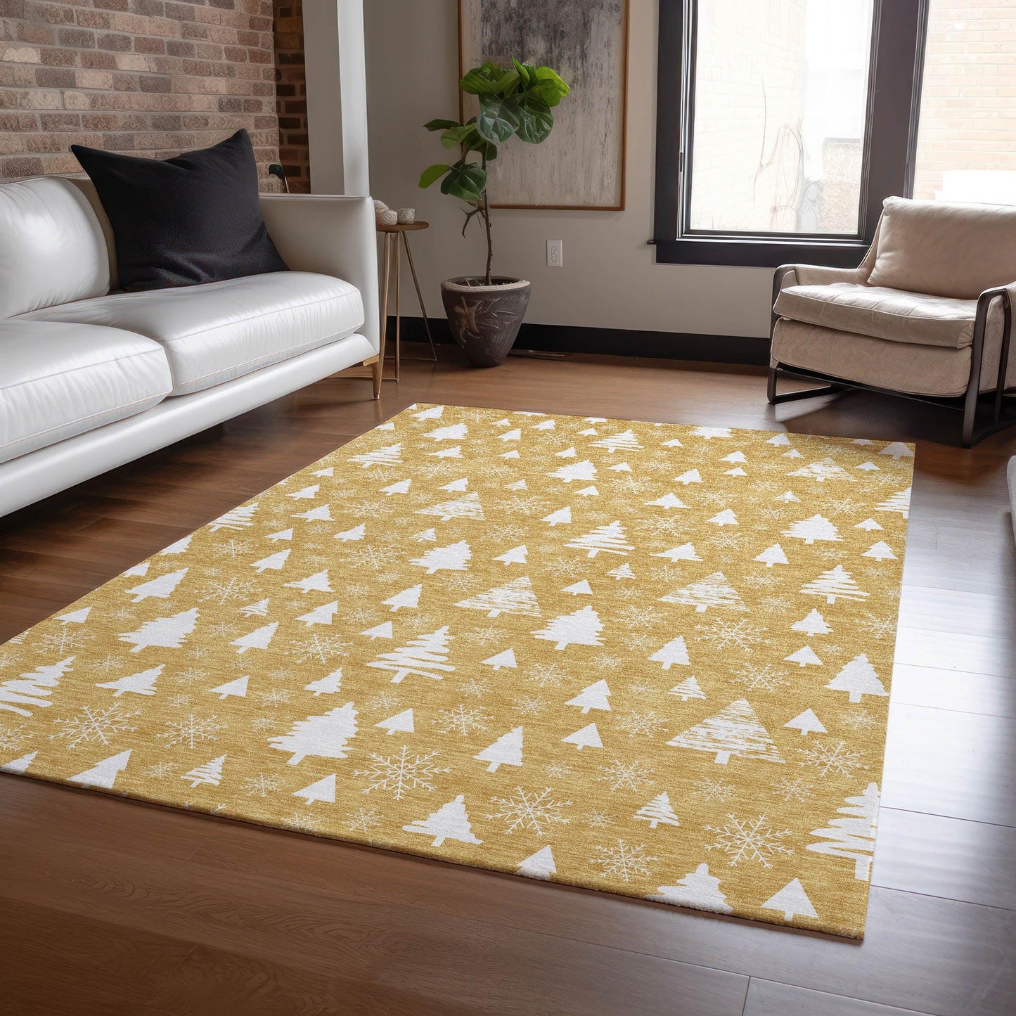 Paelor Gold Washable Indoor-Outdoor Rug