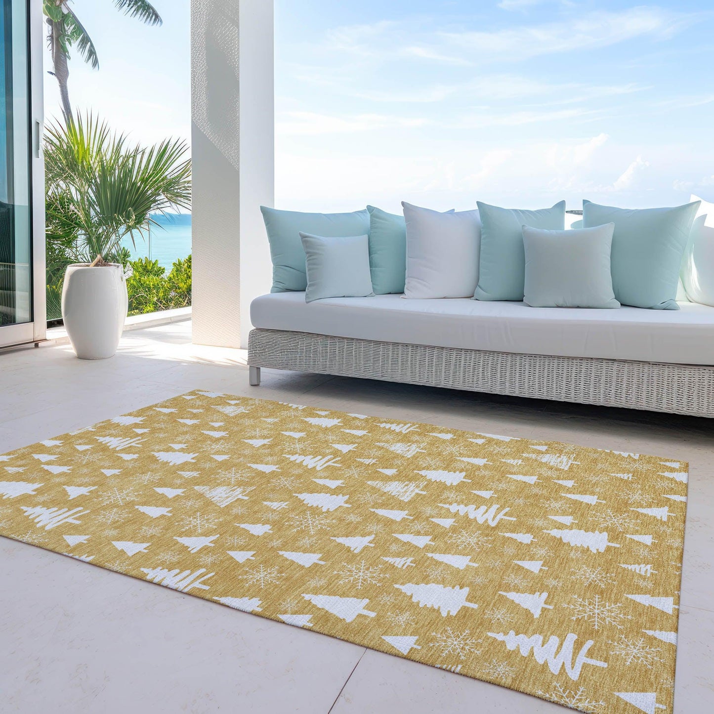 Paelor Gold Washable Indoor-Outdoor Rug