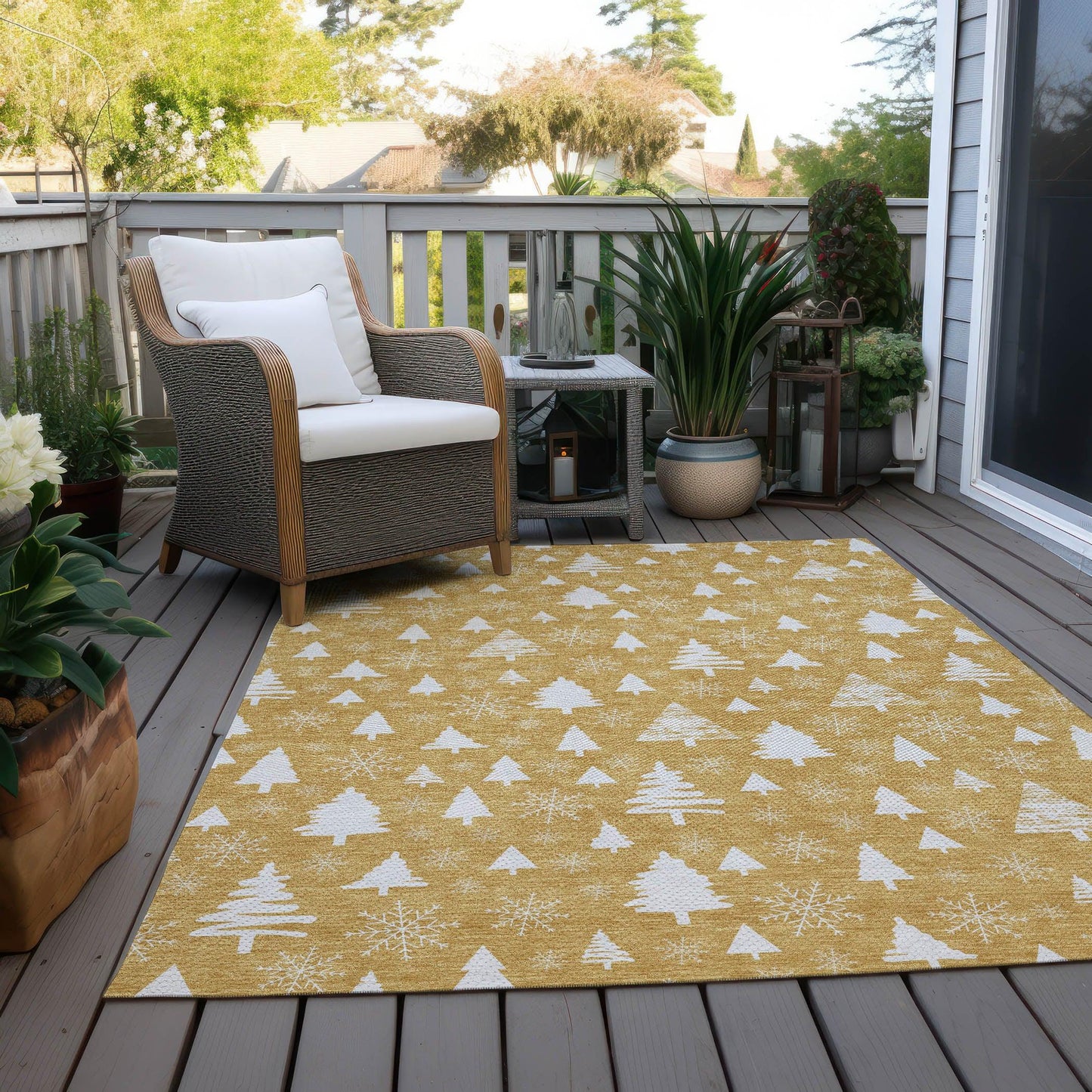 Paelor Gold Washable Indoor-Outdoor Rug