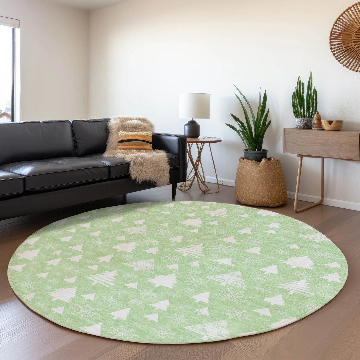 Paelor Green Washable Indoor-Outdoor Rug
