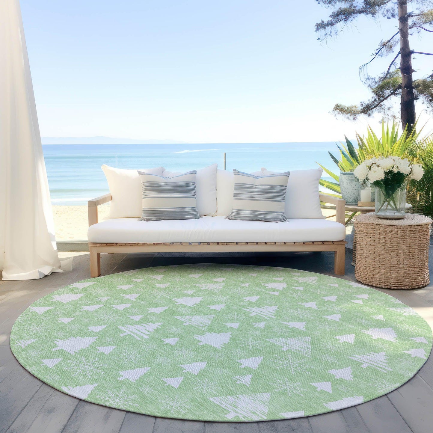 Paelor Green Washable Indoor-Outdoor Rug