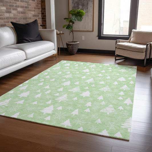 Paelor Green Washable Indoor-Outdoor Rug