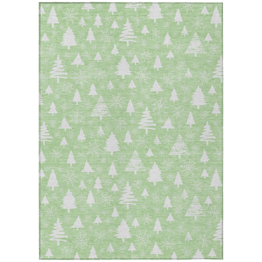 Paelor Green Washable Indoor-Outdoor Rug
