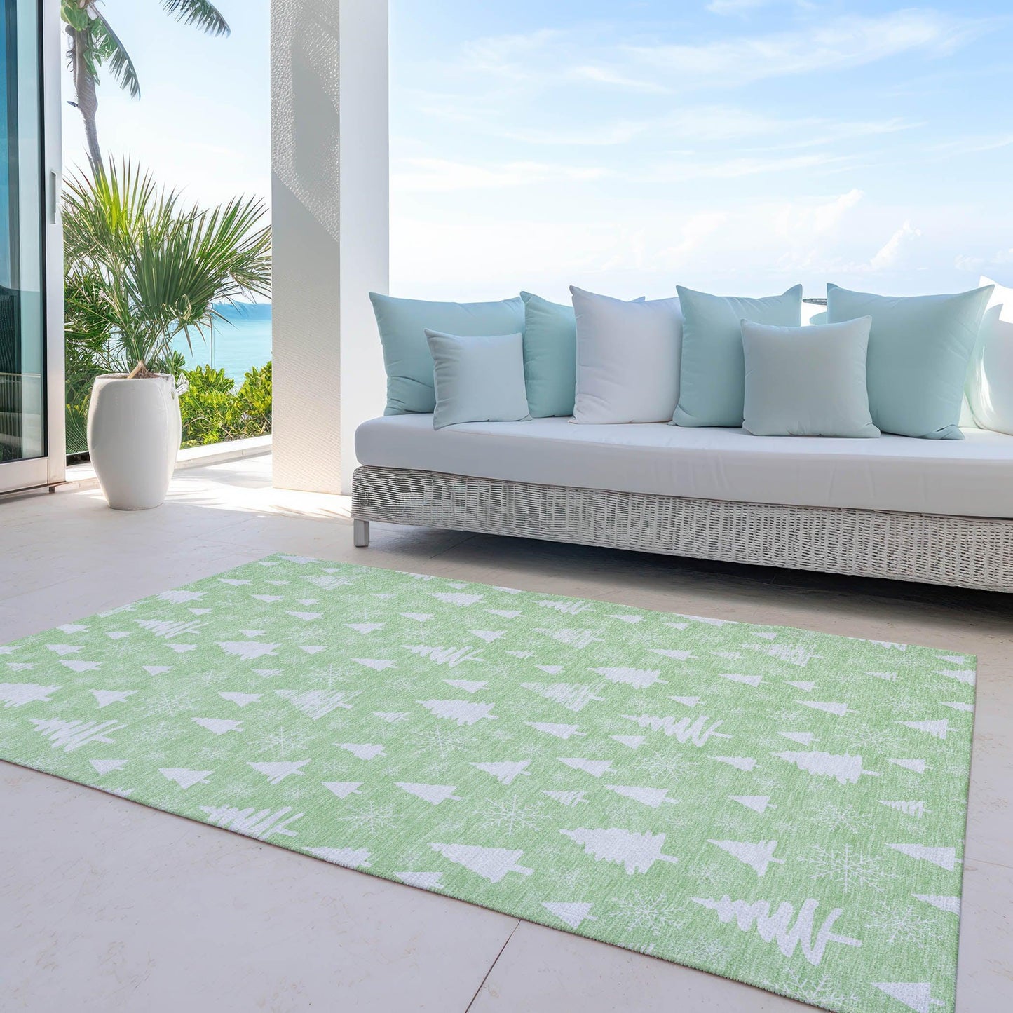 Paelor Green Washable Indoor-Outdoor Rug