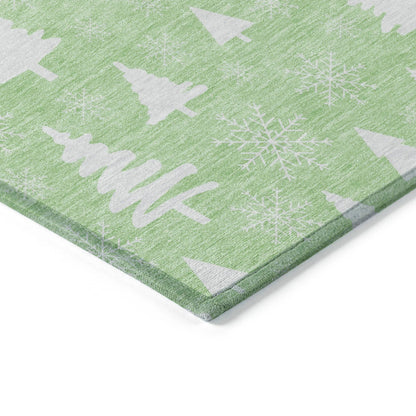 Paelor Green Washable Indoor-Outdoor Rug