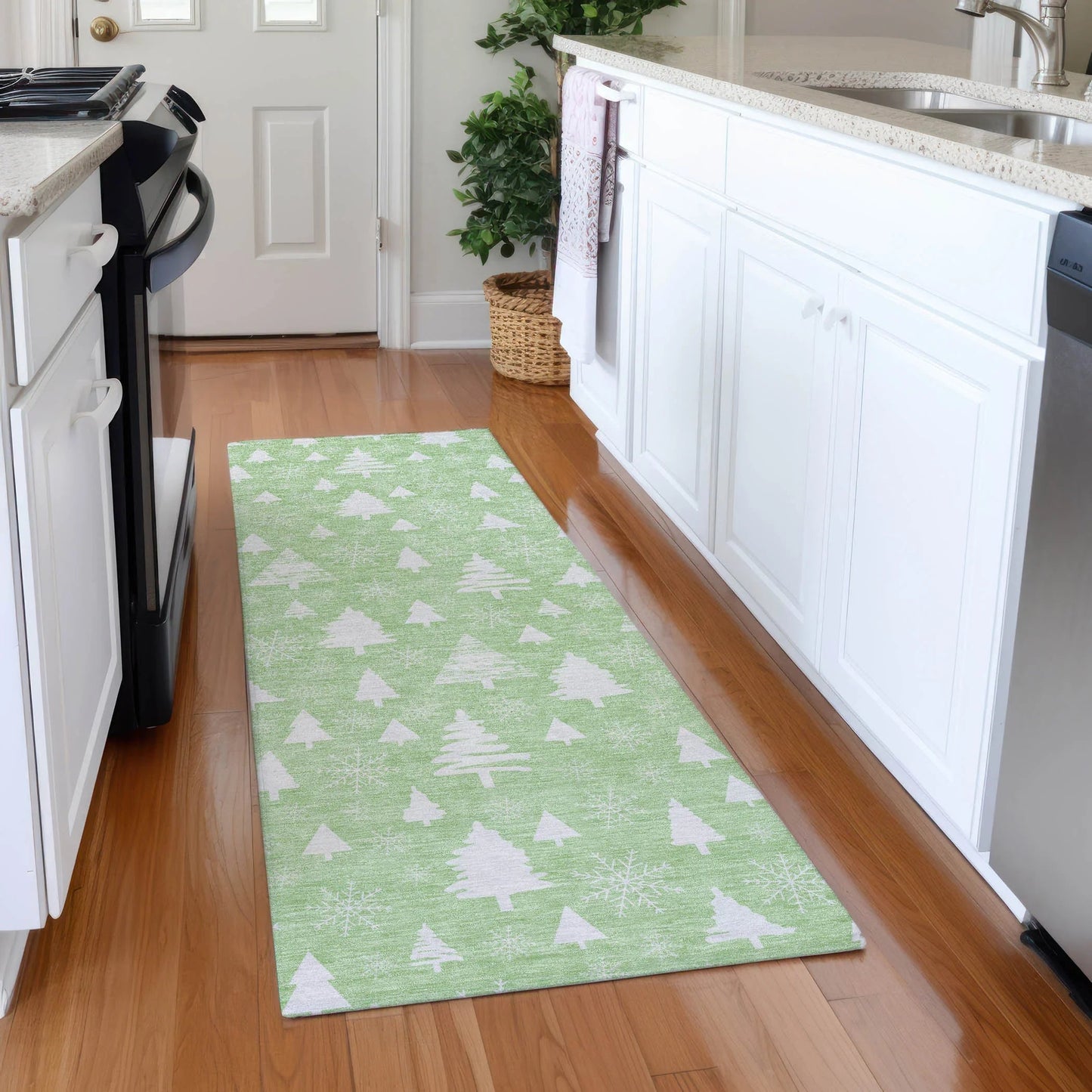 Paelor Green Washable Indoor-Outdoor Rug