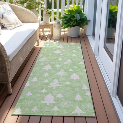 Paelor Green Washable Indoor-Outdoor Rug