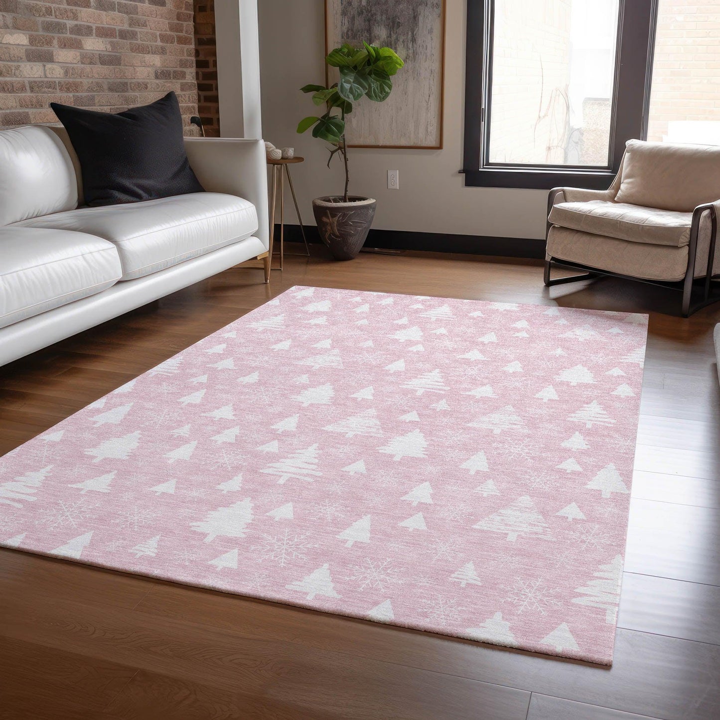 Paelor Pink Washable Indoor-Outdoor Rug
