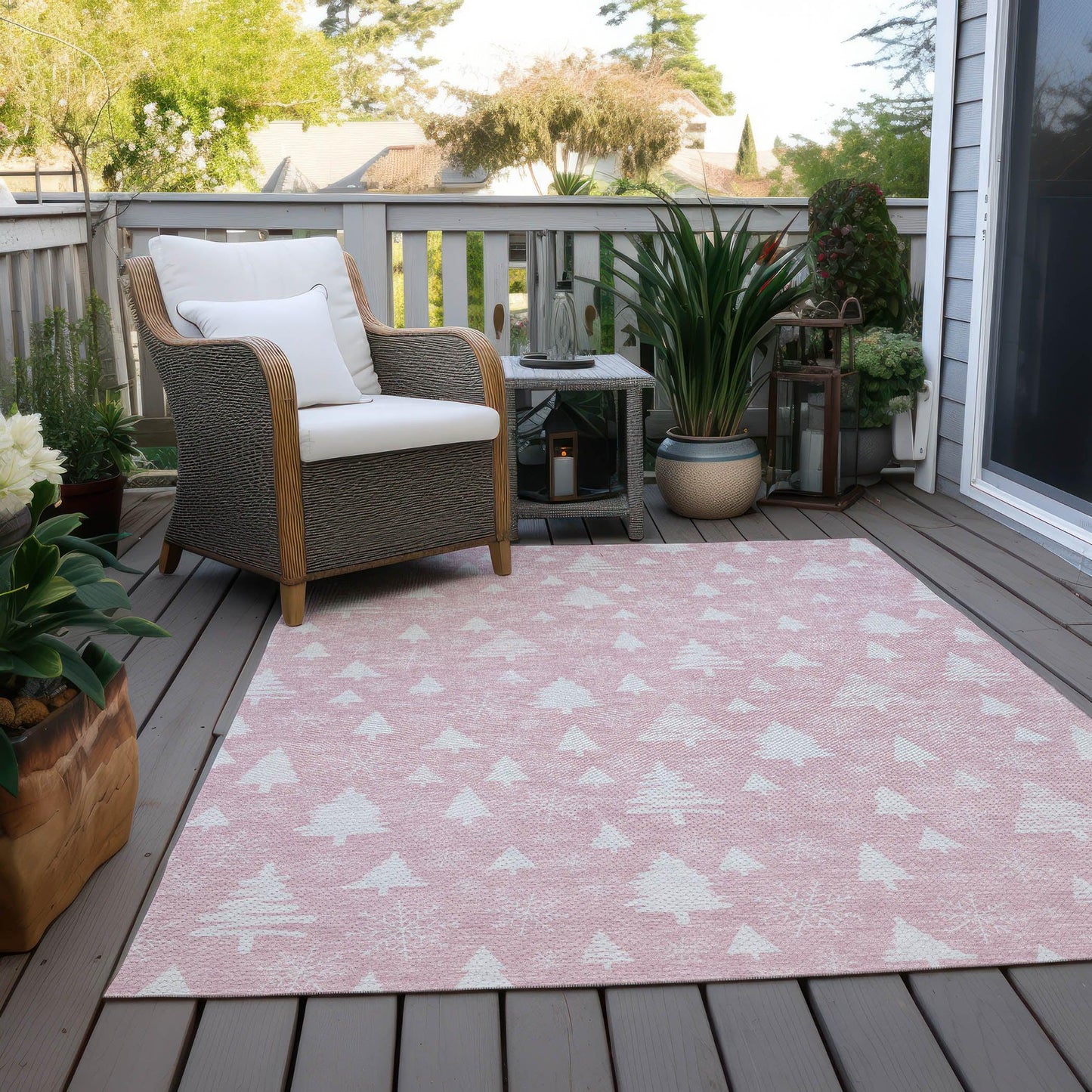 Paelor Pink Washable Indoor-Outdoor Rug