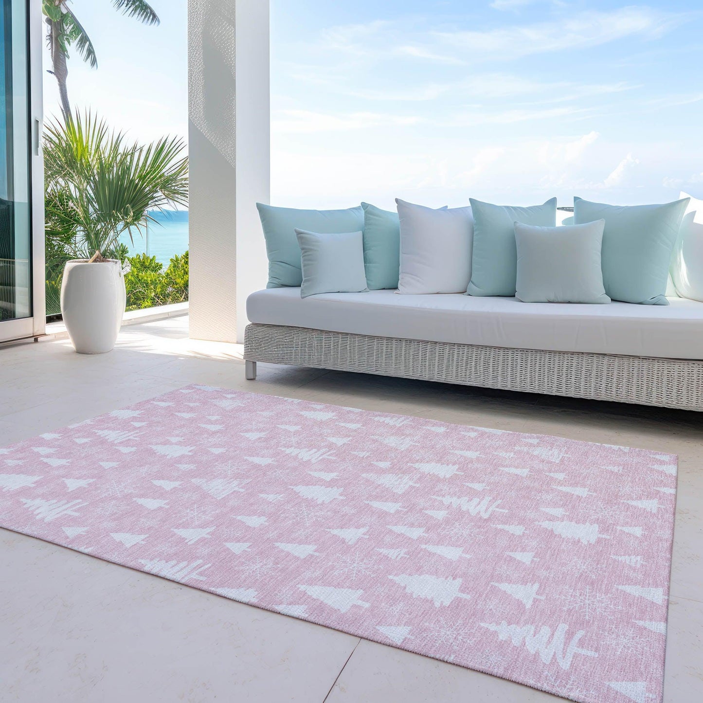 Paelor Pink Washable Indoor-Outdoor Rug