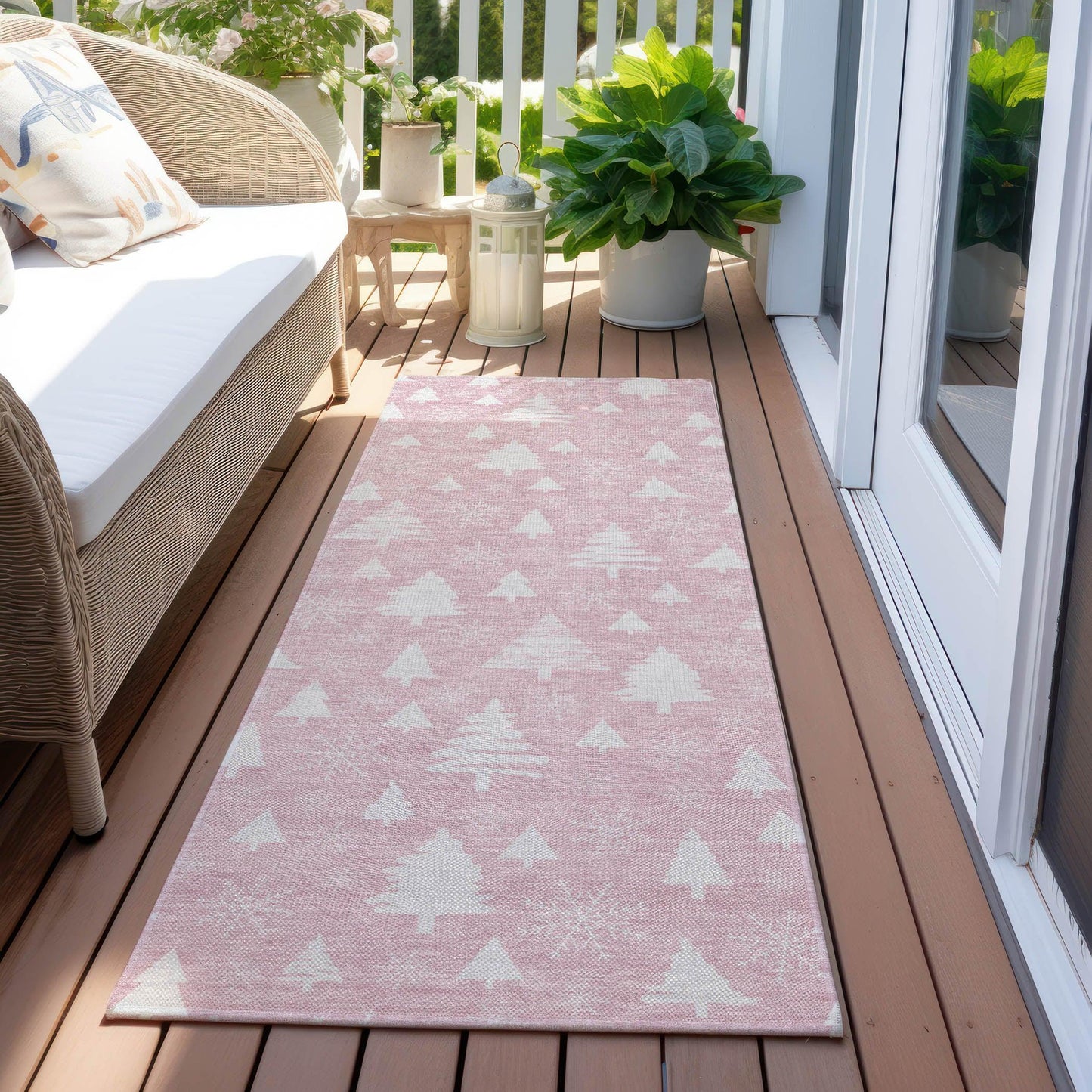 Paelor Pink Washable Indoor-Outdoor Rug