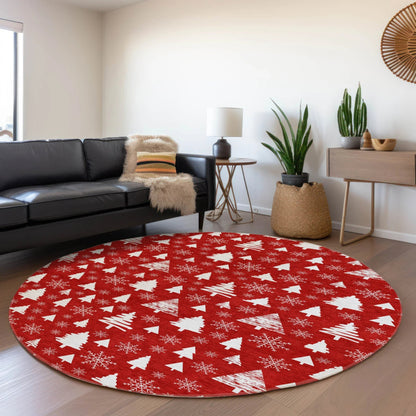Paelor Red Washable Indoor-Outdoor Rug