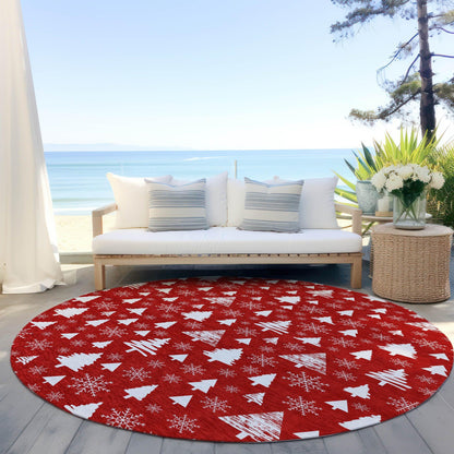 Paelor Red Washable Indoor-Outdoor Rug