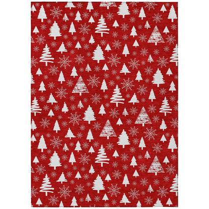 Paelor Red Washable Indoor-Outdoor Rug