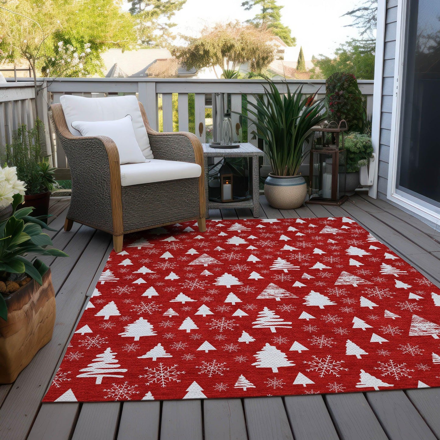 Paelor Red Washable Indoor-Outdoor Rug